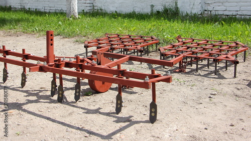 Tableau sur toile New modern external harrow for two wheel walk-behind mini tractor, optional farm