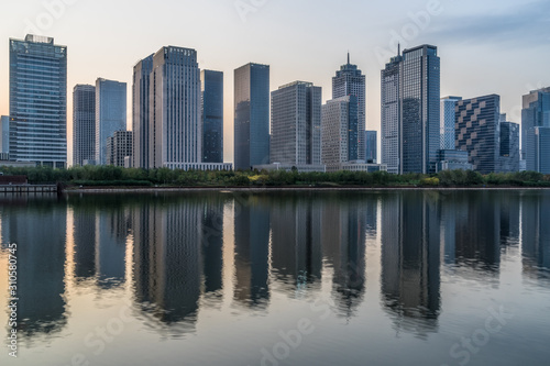 modern city waterfront downtown skyline,China. © hallojulie