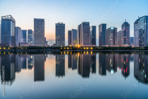 modern city waterfront downtown skyline,China.