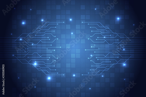 Abstract futuristic circuit board Illustration, high computer technology background. Hi-tech digital technology concept. Vector circuit board pattern for technology background