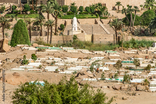 Typical Arab Cemetery in Aswan Egypt overview of the tombs
