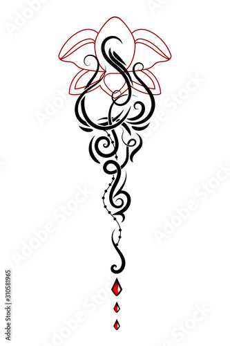 beautiful tattoo of a Lotus flower.tribal style.vector