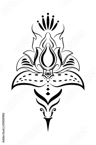 beautiful tattoo of a Lotus flower.tribal style.vector