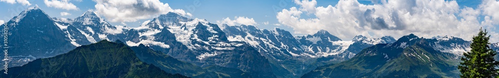 Switzerland, Panoramic view on snowy Alps from Schynige Platte