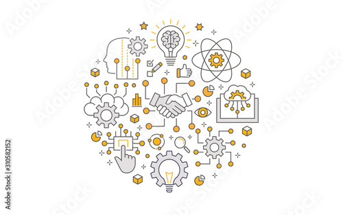 Artificial intelligence circle template icons. Vector illustrations.