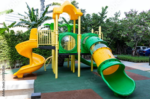 playground in fun park at outdoor . © Rattanachai