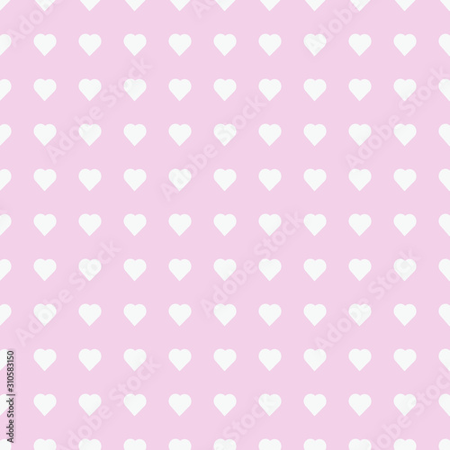 Seamless pattern with white hearts on pink background. Vector illustration.