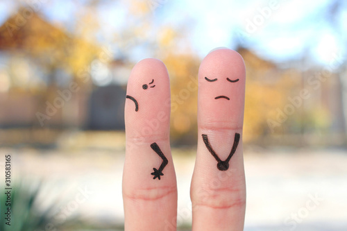 Fotografie Fingers art of displeased couple