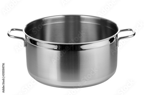 Stainless steel pot isolated on white background
