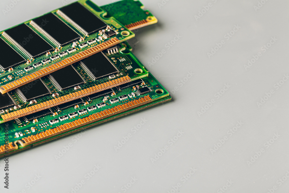 computer random access memory (RAM) sticks close up computer random access memory (RAM) sticks close up