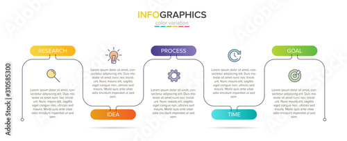 Infographic design with icons and 5 options or steps. Thin line vector. Infographics business concept. Can be used for info graphics, flow charts, presentations, web sites, banners, printed materials.