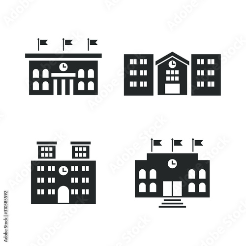Fototapeta Naklejka Na Ścianę i Meble -  High school building icon template color editable. High school building symbol vector sign isolated on white background illustration for graphic and web design.