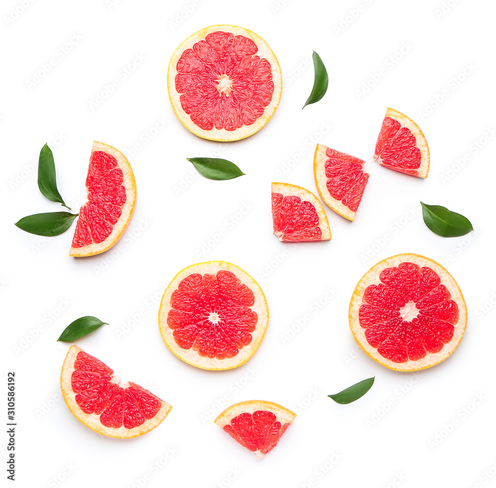 Fresh cut grapefruit on white background Fresh cut grapefruit on white background