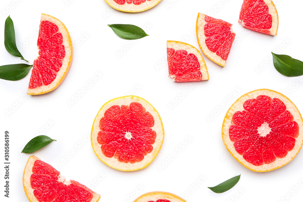 Fresh cut grapefruit on white background Fresh cut grapefruit on white background