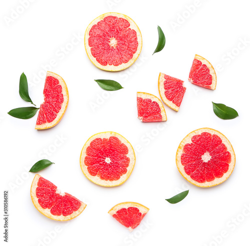 Fototapeta Naklejka Na Ścianę i Meble -  Fresh cut grapefruit on white background