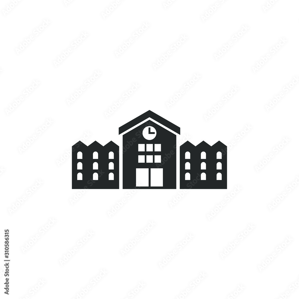High school building icon template color editable. High school building symbol vector sign isolated on white background illustration for graphic and web design.
