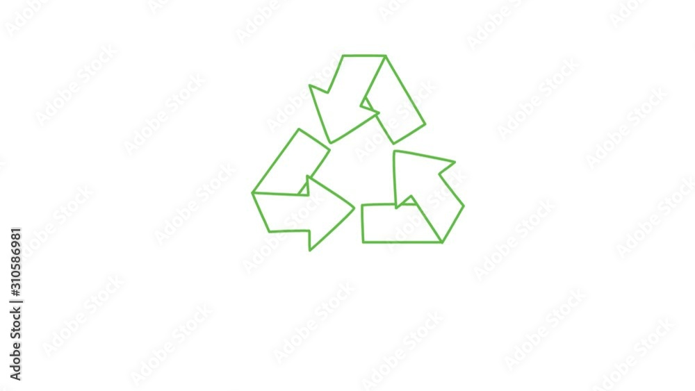 Campaign with recycle icon triangle for eco green back to nature. How importan to THREE 3 R reduce, reuse and recycle concept climate project. Motion 2d animation hand written lettering whiteboard 
