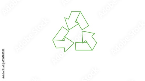 Campaign with recycle icon triangle for eco green back to nature. How importan to THREE 3 R reduce, reuse and recycle concept climate project. Motion 2d animation hand written lettering whiteboard  photo