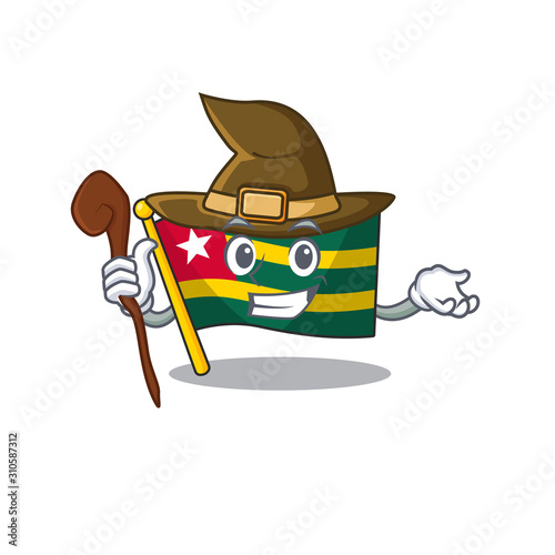 Happy Witch flag togo Scroll cartoon character design