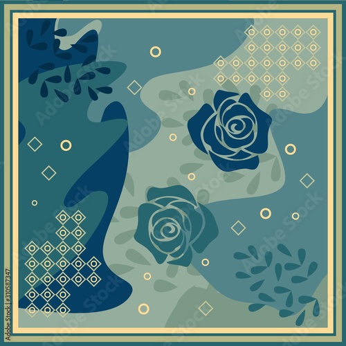 Pattern of hijab motif design with abstract and floral design