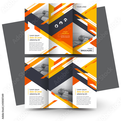 Brochure design, business brochure template, creative tri-fold, trend brochure stripes yellow color