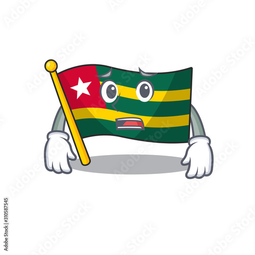 mascot of flag togo Scroll showing afraid look face