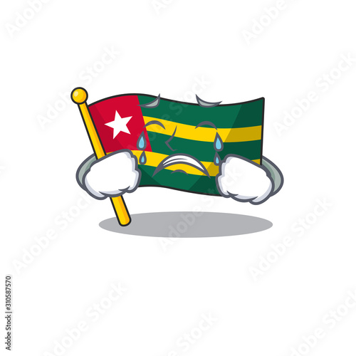 Sad Crying flag togo Scroll cartoon character design