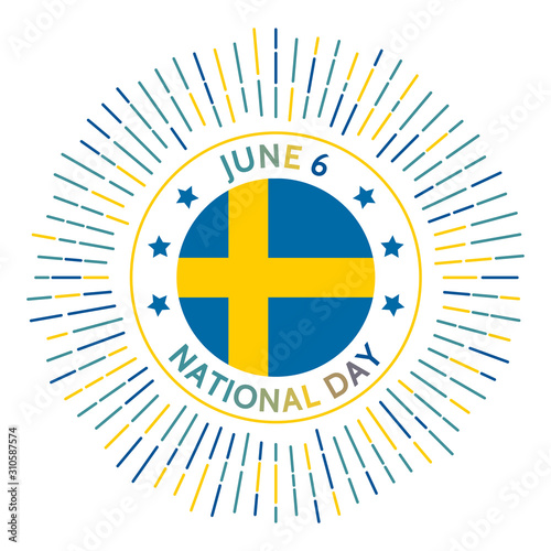 Sweden national day badge. Celebrates the election of King Gustav Vasa in 1523 and the new constitutions in 1809 and 1974. Celebrated on June 6.
