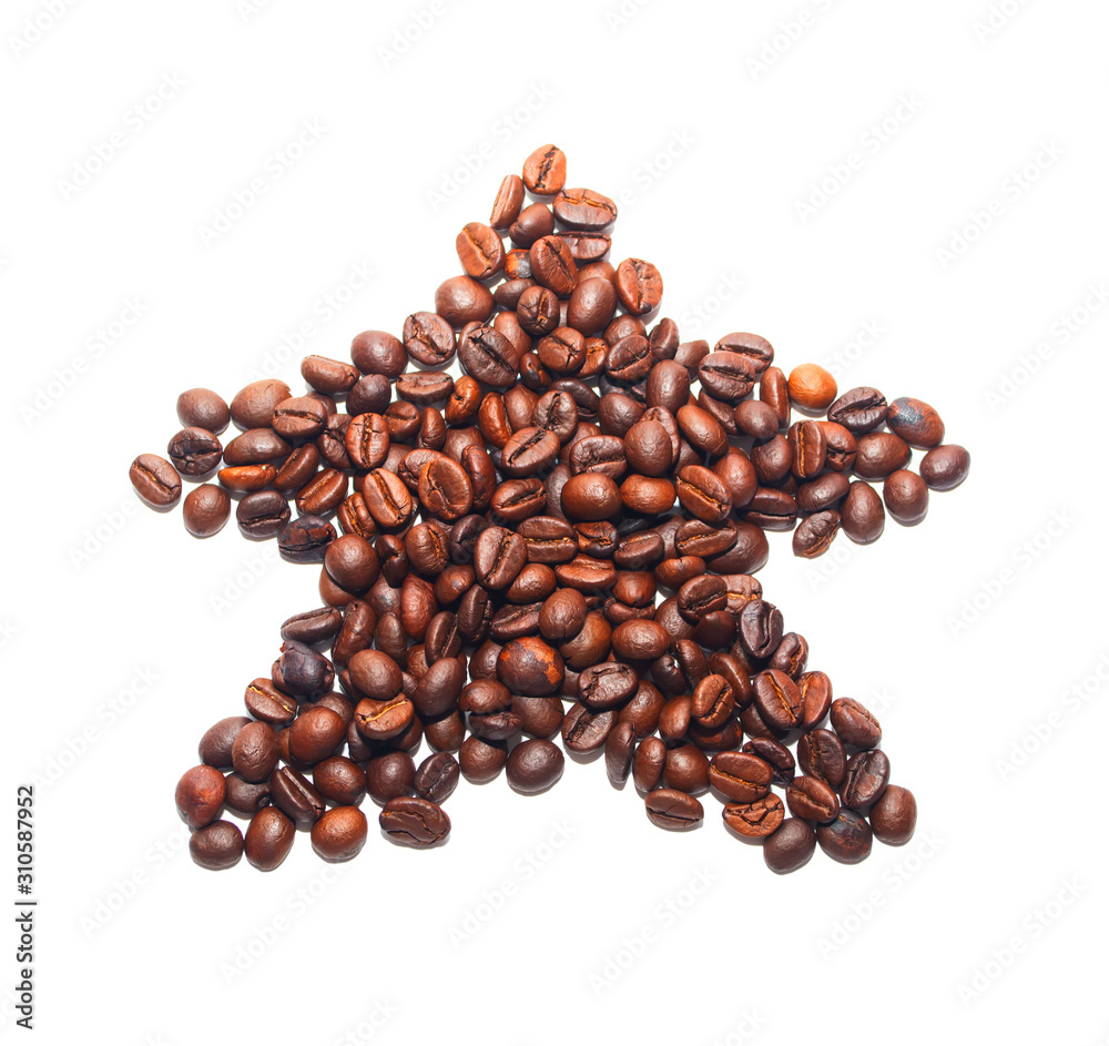 coffee beans star shape isolate on white background coffee beans star shape isolate on white background