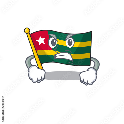 angry face flag togo Scroll cartoon character design