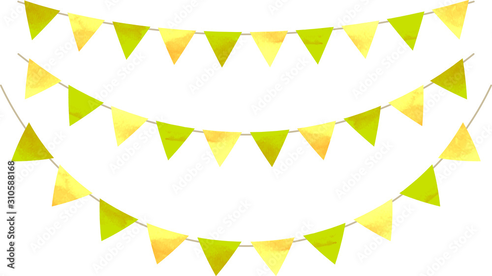 フラッグ 三角 ガーランド 水彩 黄緑 イエロー フラッグガーランド Stock ベクター Adobe Stock