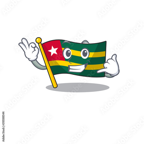 Call me cute face flag togo Scroll mascot cartoon design