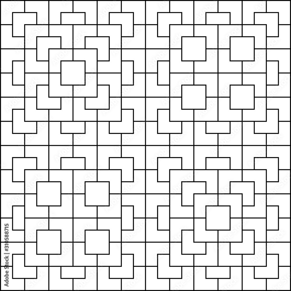 White polygon and square repeat pattern background. White geometric, chevron, L shape pattern on white background vector.
