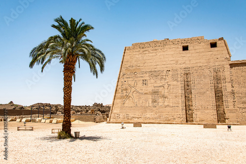 Temple Medinet Habu Egypt Luxor of Ramesses III is an important New Kingdom period structure in the West Bank of Luxor