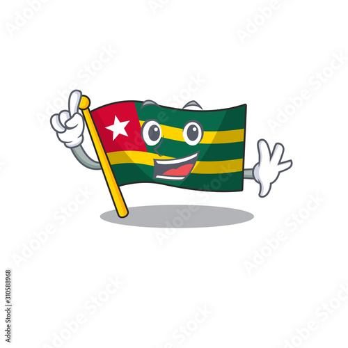 One Finger flag togo Scroll in mascot cartoon character style