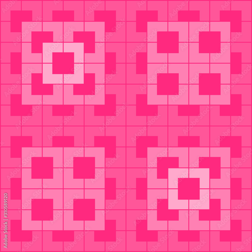 Pink polygon and square repeat pattern background. Pink geometric, chevron, L shape pattern on pink background vector. Pink polygon and square repeat pattern background. Pink geometric, chevron, L shape pattern on pink background vector.