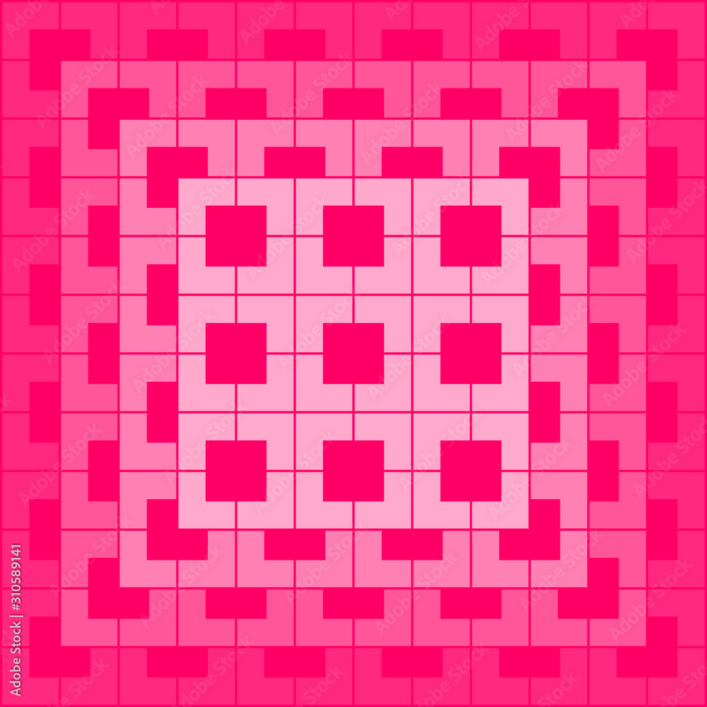 Pink polygon and square repeat pattern background. Pink geometric, chevron, L shape pattern on pink background vector. Pink polygon and square repeat pattern background. Pink geometric, chevron, L shape pattern on pink background vector.