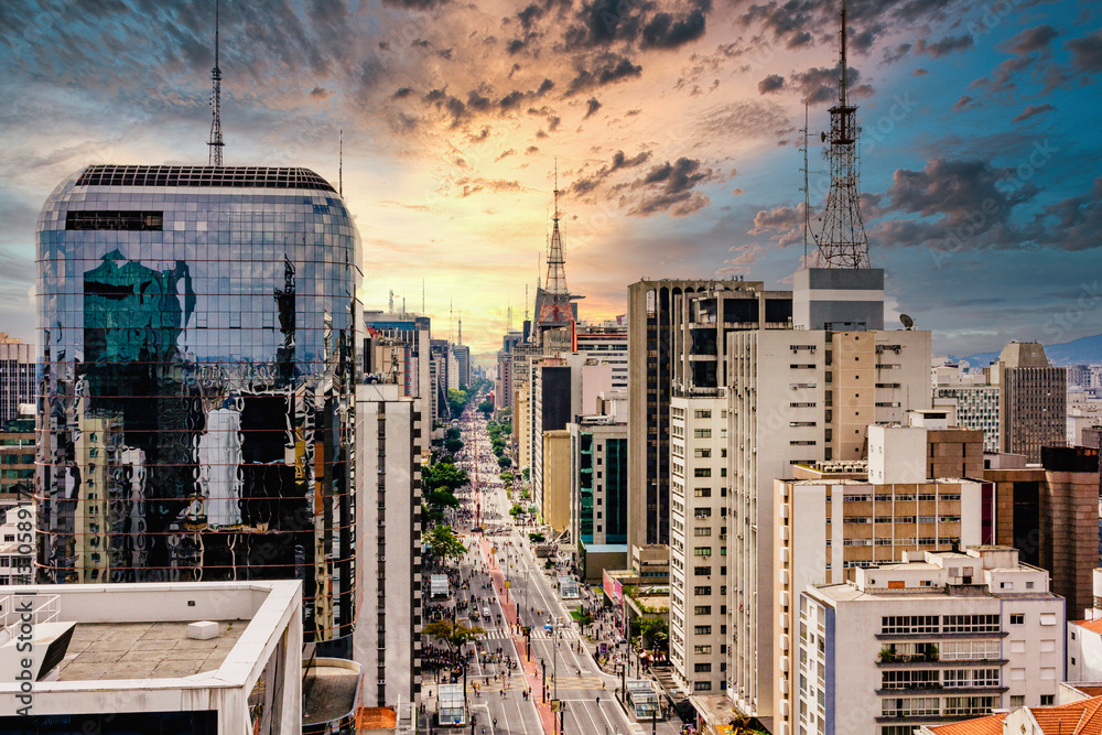 Paulista Avenue - São Paulo, Brasil. Stock Photo