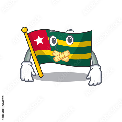 Flag togo Scroll mascot cartoon character design on silent gesture