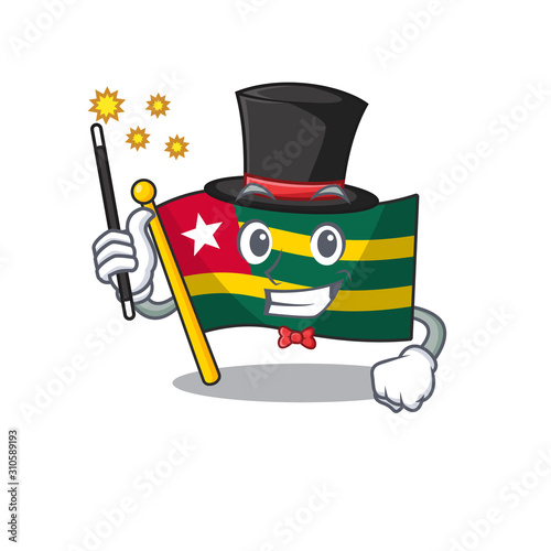 Mascot of flag togo Scroll performance as a Magician style