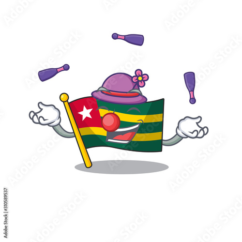 cool flag togo Scroll mascot cartoon style playing Juggling