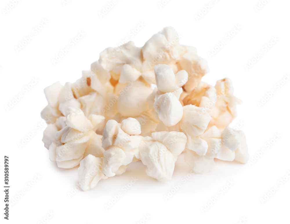 Tasty fresh pop corn isolated on white Tasty fresh pop corn isolated on white