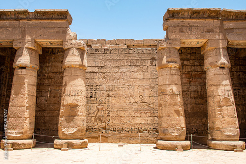 Temple Medinet Habu Egypt Luxor of Ramesses III is an important New Kingdom period structure in the West Bank of Luxor