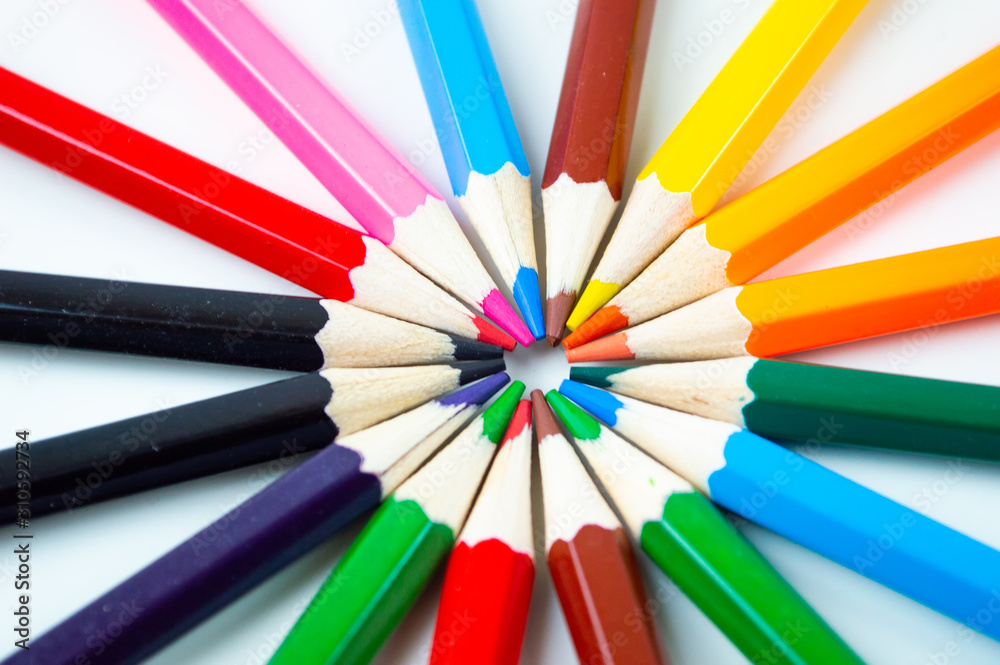 circle of color pencil on white background circle of color pencil on white background