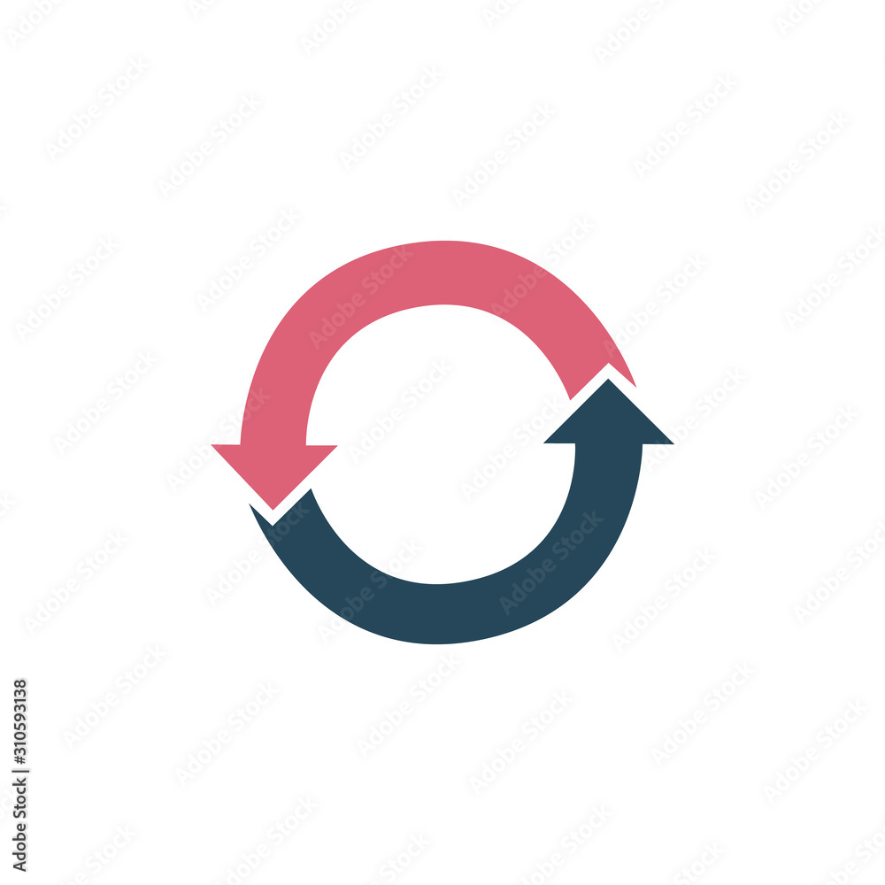 Business infographic design concept with two arrows life cycle diagram. Refresh icon. Stock Vector illustration isolated on white background. Business infographic design concept with two arrows life cycle diagram. Refresh icon. Stock Vector illustration isolated on white background.