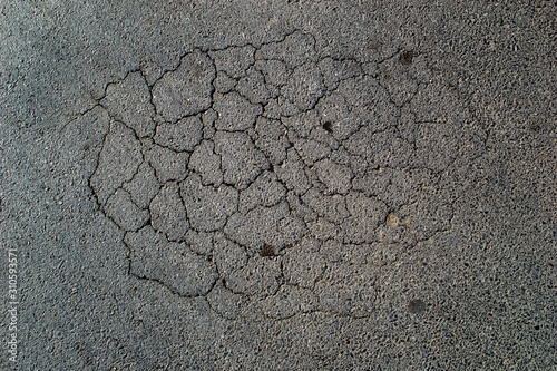 top view crack asphart road