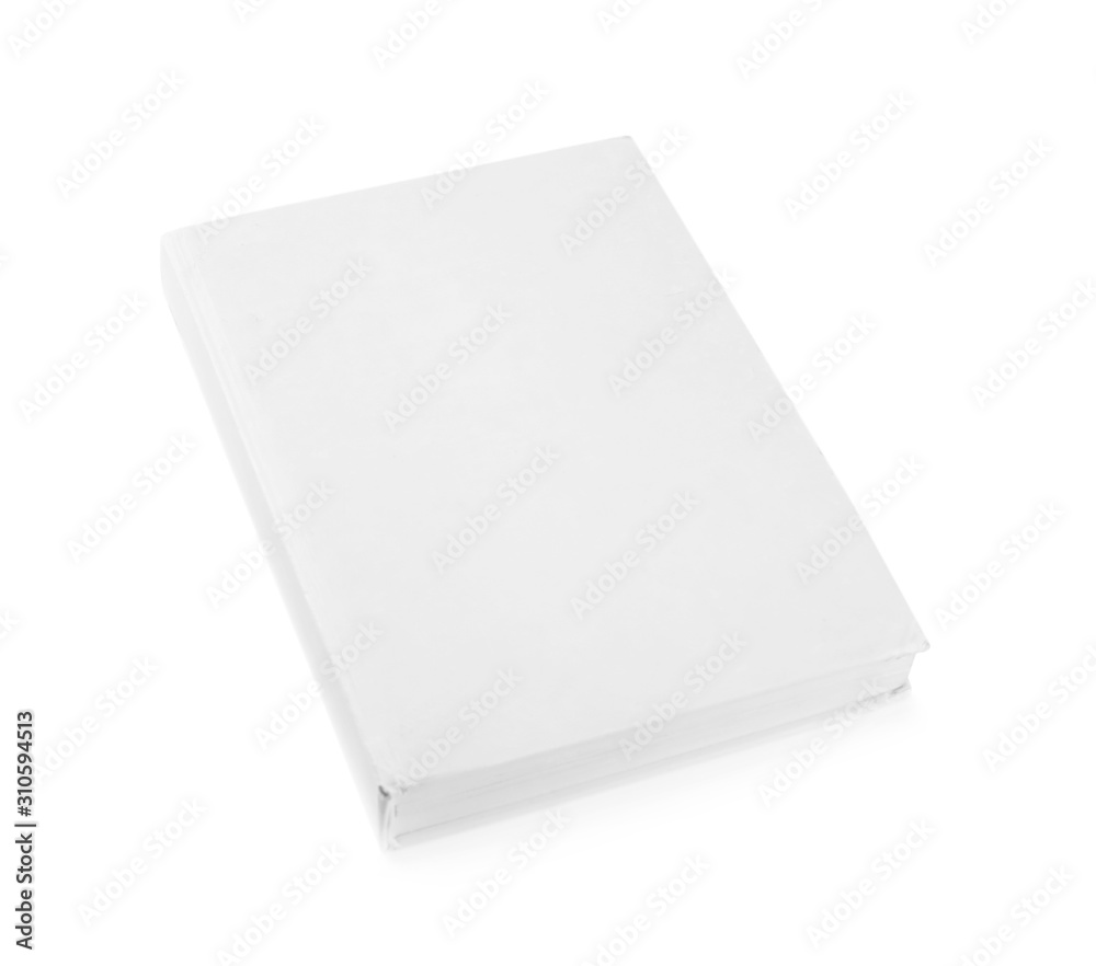 Closed used hardcover book isolated on white Closed used hardcover book isolated on white