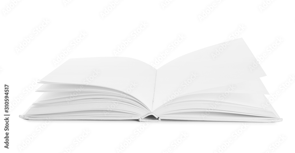 Open used hardcover book isolated on white Open used hardcover book isolated on white