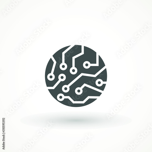 circuit board icon vector. Technology logo template. chip isolated minimal icon. processor line vector for websites and mobile minimalistic flat design.