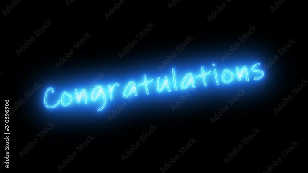 Congratulation neon sign fluorescent light glowing on banner background. Text congratulation by neon lights. The best stock of animation neon flickering, flash and blinks color black background Congratulation neon sign fluorescent light glowing on banner background. Text congratulation by neon lights. The best stock of animation neon flickering, flash and blinks color black background